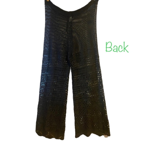 Crochet Fishnet Coverup Beachwear Pants Plus Size 4X Black High Rise Wide Leg - Picture 2 of 10